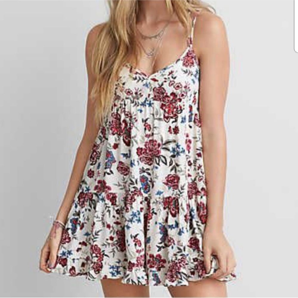 American Eagle Outfitters Floral Mini Dress - Red and Blue